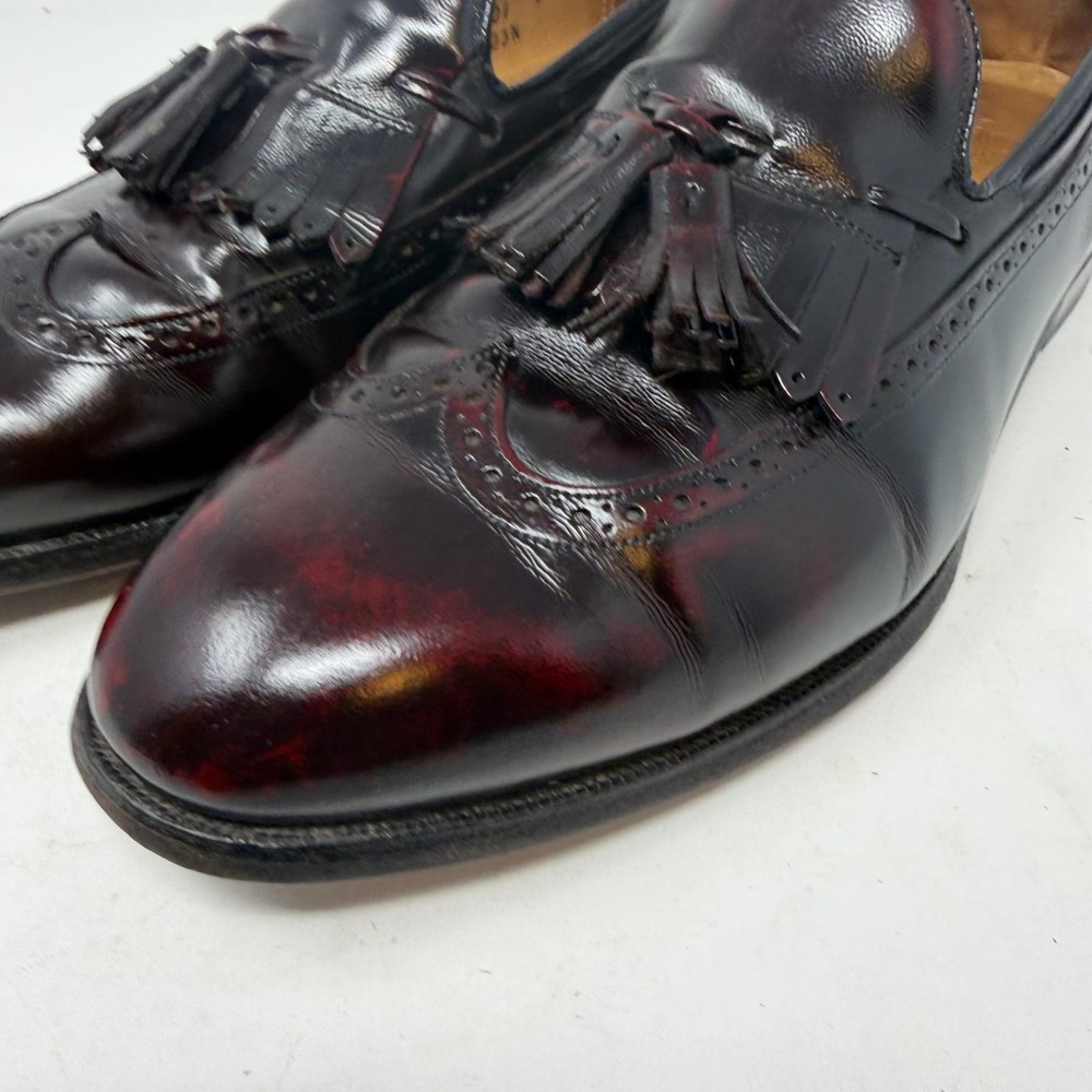 Johnston & Murphy Aristocraft Mens 9.5 Burgundy Leather Tassel Loafers USA